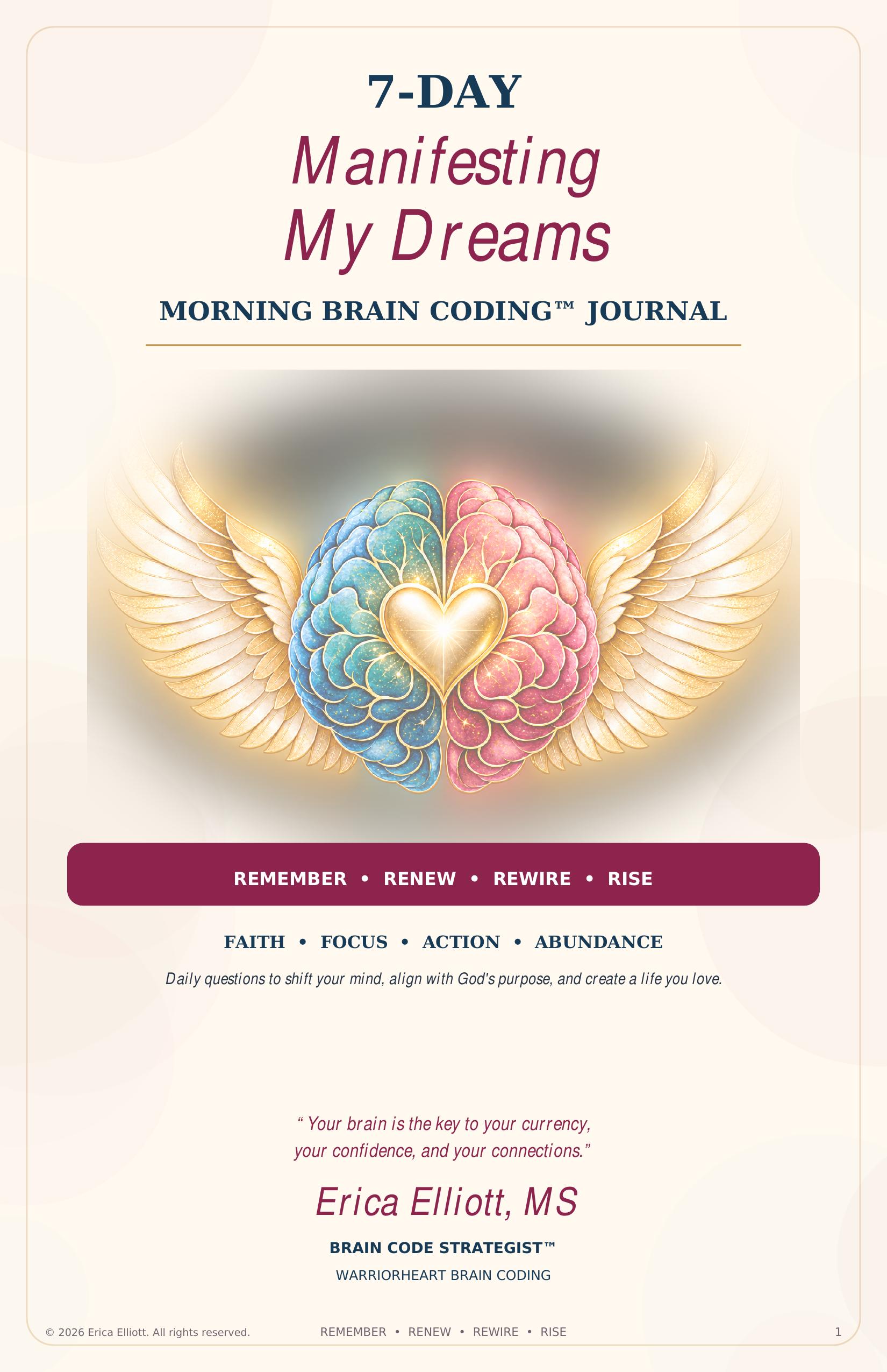 7-Day Manifesting My Dreams — Morning Brain Coding Journal cover